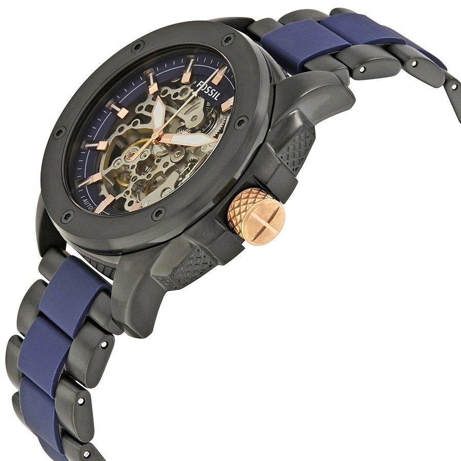 Fossil Modern Machine Automatic Skeleton Blue Dial Two Tone Steel Strap Watch for Men - ME3133 Buy Now By Fossil