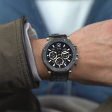 Guess Edge Chronograph Black Dial Black Leather Strap Watch For Men - GW0492G1 Buy Now By Guess