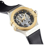 Maserati Potenza Automatic Skeleton Dial Black Leather Strap Watch For Men - R8821108011 Buy Now By Maserati