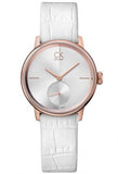 Calvin Klein Accent Silver Dial White Leather Strap Watch for Women - K2Y236K6 Buy Now By Calvin Klein