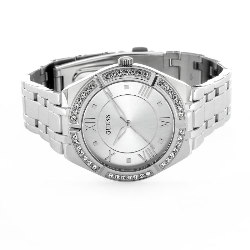 Guess Cosmo Diamonds Silver Dial Silver Steel Strap Watch For Women - GW0033L1 Buy Now By Guess