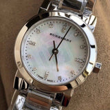 Burberry The City Diamonds Mother of Pearl Dial Silver Steel Strap Watch for Women - BU9224 Buy Now By Burberry