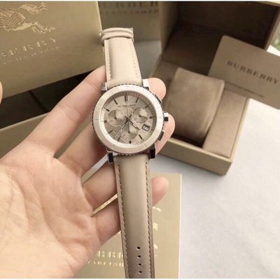 Burberry Chronograph Rose Gold Dial Beige Leather Strap Watch for Women - BU9704 Buy Now By Burberry