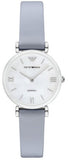 Emporio Armani Gianni T-Bar Mother Of Pearl White Dial Grey Leather Strap Watch For Women - AR11039 Buy Now By Emporio Armani