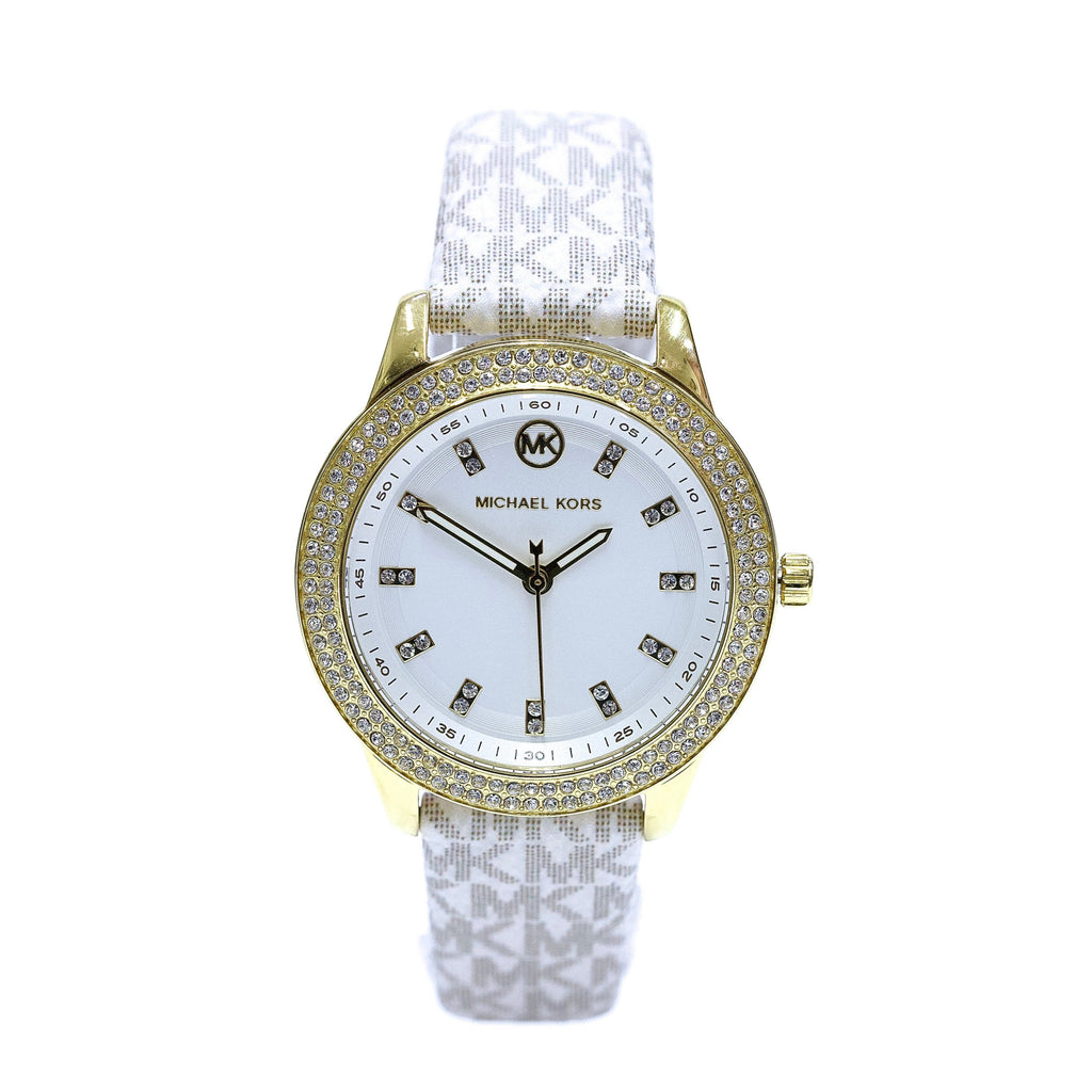 Michael Kors Tibby Analog Silver Dial White Leather Strap Watch for Women - MK1049 Buy Now By Michael Kors
