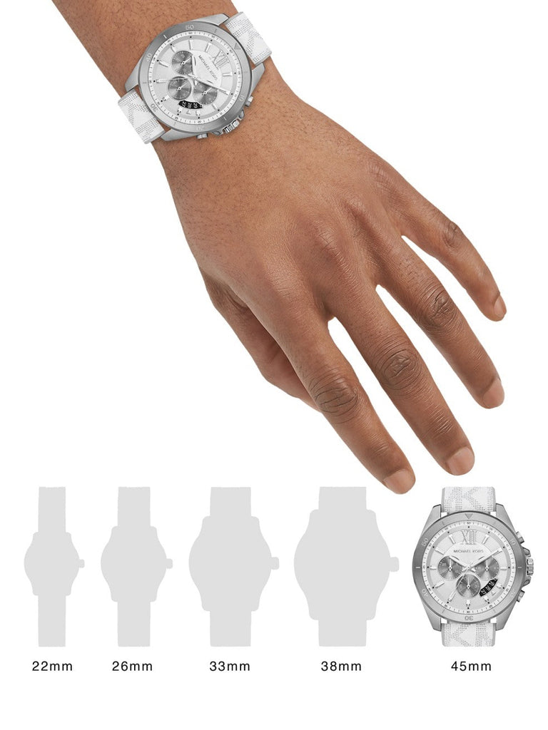Michael Kors Brecken Chronograph Silver Dial White Leather Strap Watch For Men - MK8949 Buy Now By Michael Kors