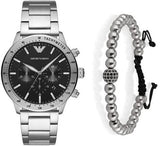 Emporio Armani Mario Chronograph Black Dial Silver Steel Strap Watch For Men - AR11241 Buy Now By Emporio Armani