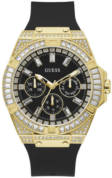 Guess Zeus Chronograph Diamonds Black Dial Black Silicone Strap Watch For Men - GW0208G2 Buy Now By Guess
