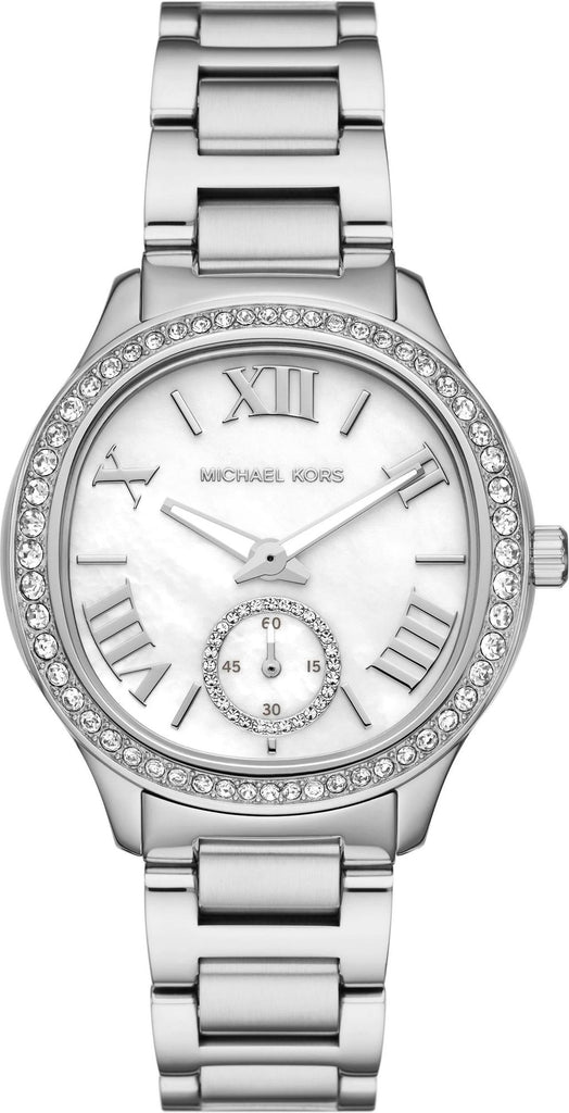 Michael Kors Sage Three-Hand White Dial Silver Steel Strap Watch for Women - MK4807 Buy Now By Michael Kors