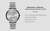 Emporio Armani Classic Silver Dial Silver Steel Strap Watch For Men - AR1819 Buy Now By Emporio Armani