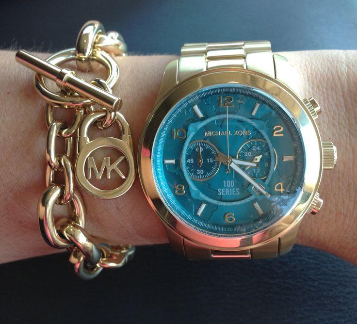 Michael Kors Runway Stop Hunger Blue Dial Gold Steel Strap Watch for Men - MK8315 Buy Now By Michael Kors