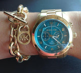 Michael Kors Runway Stop Hunger Blue Dial Gold Steel Strap Watch for Men - MK8315 Buy Now By Michael Kors