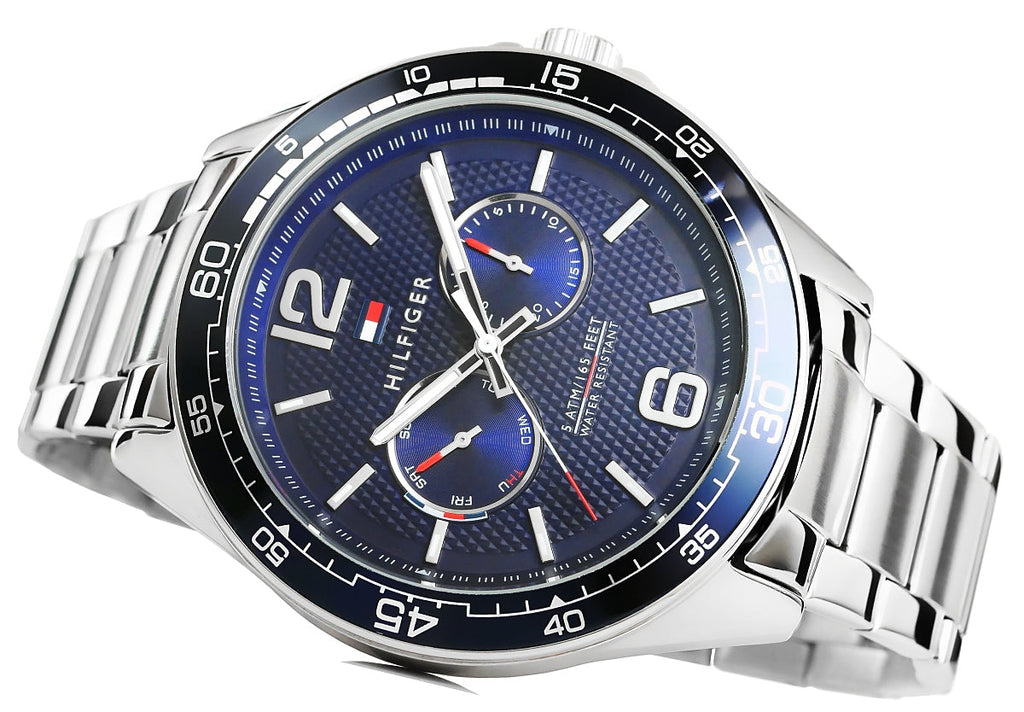 Tommy Hilfiger Erik Chronograph Blue Dial Silver Steel Strap Watch for Men - 1791366 Buy Now By Tommy Hilfiger