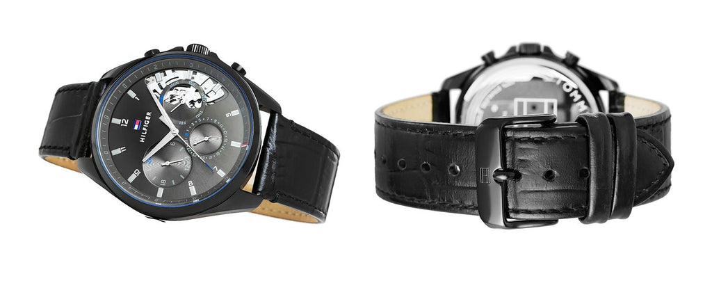 Tommy Hilfiger Baker Chronograph Black Dial Black Leather Strap Watch For Men - 1710452 Buy Now By Tommy Hilfiger