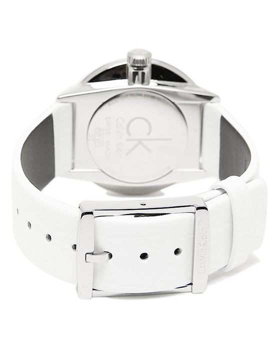 Calvin Klein Accent White Dial White Leather Strap Watch for Women - K2Y2Y1K6 Buy Now By Calvin Klein