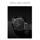 Daniel Wellington Petite Ashfield Black Dial Black Mesh Strap Watch For Women - DW00100308