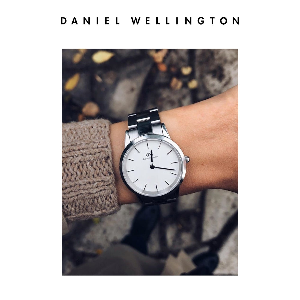 Daniel Wellington Iconic Link White Dial Silver Steel Strap Watch For Women - DW00100205