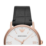 Emporio Armani Kappa Quartz White Dial Black Leather Strap Watch For Men - AR80015 Buy Now By Emporio Armani