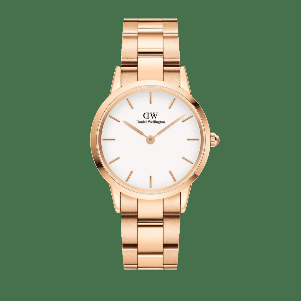 Daniel Wellington Iconic Link White Dial Rose Gold Steel Strap Watch For Women - DW00100211 Buy Now By Daniel Wellington
