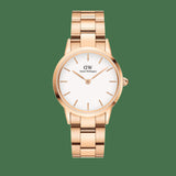 Daniel Wellington Iconic Link White Dial Rose Gold Steel Strap Watch For Women - DW00100211 Buy Now By Daniel Wellington