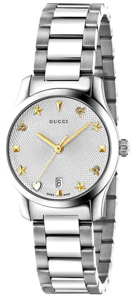 Gucci G Timeless White Dial Silver Steel Strap Watch For Women - YA126572A Buy Now By Gucci