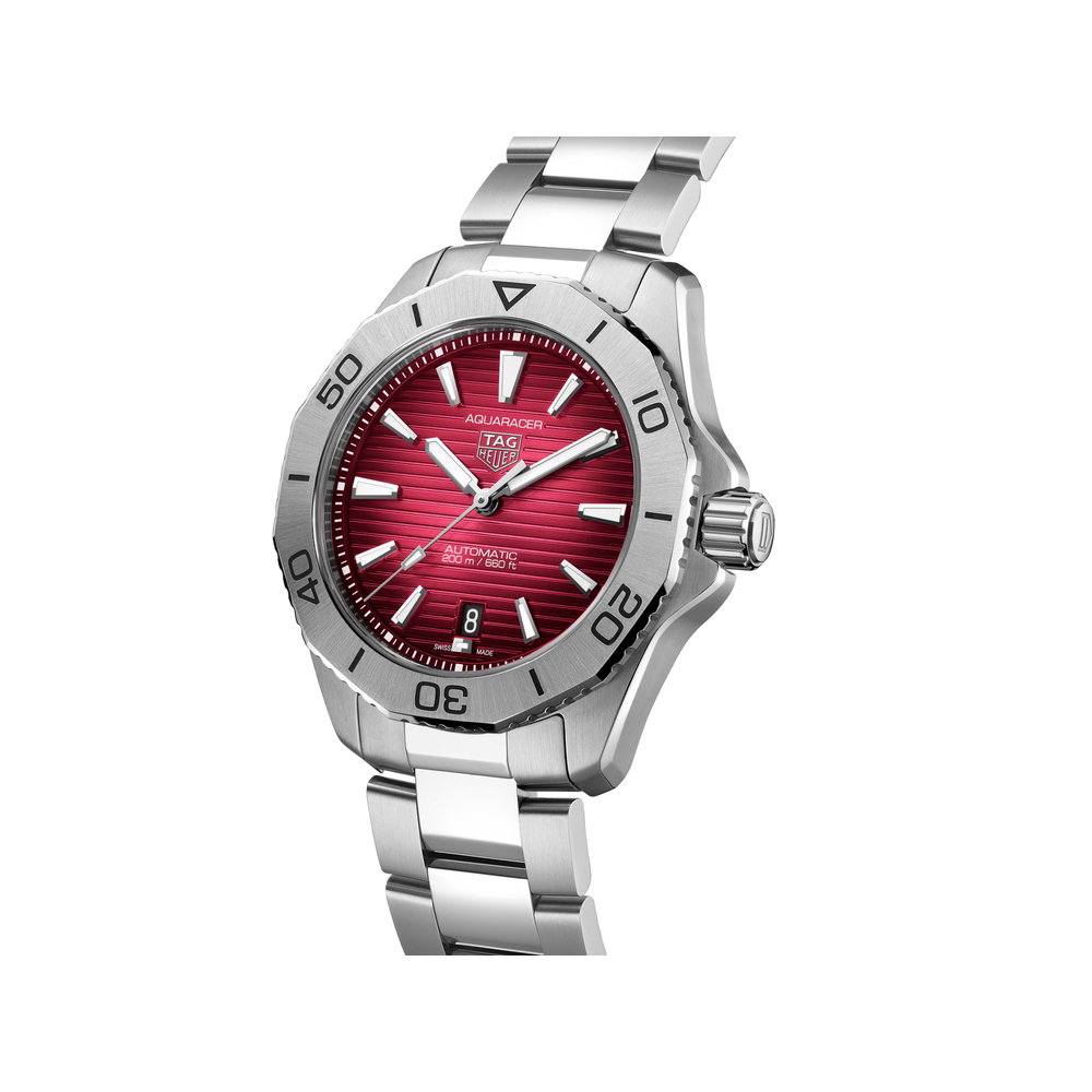 Tag Heuer Aquaracer Professional 200 Automatic Red Dial Silver Steel Strap Watch for Men - WBP2114.BA0627 Buy Now By Tag Heuer