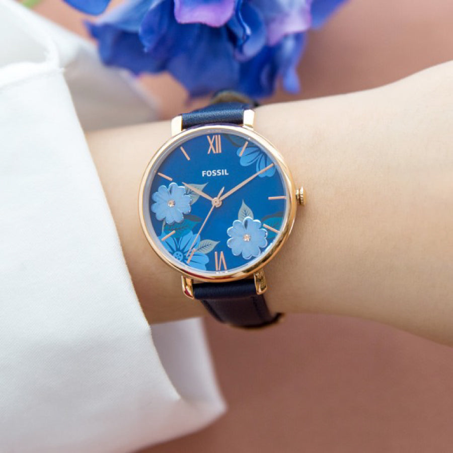 Fossil Jacqueline Blue Dial Blue Leather Strap Watch for Women - ES4673 Buy Now By Fossil