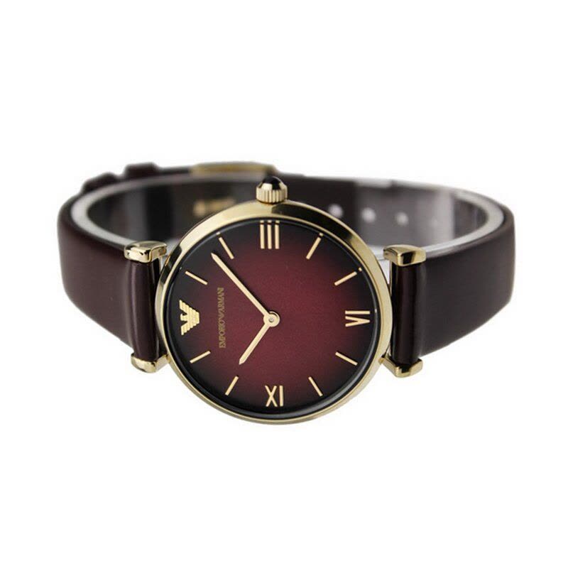 Emporio Armani Gianni T Bar Burgundy Dial Burgundy Leather Strap Watch For Women - AR1757 Buy Now By Emporio Armani