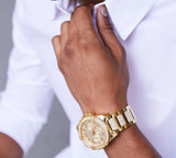 Guess Continental Diamonds Gold Dial Gold Steel Strap Watch for Men - GW0261G2 Buy Now By Guess