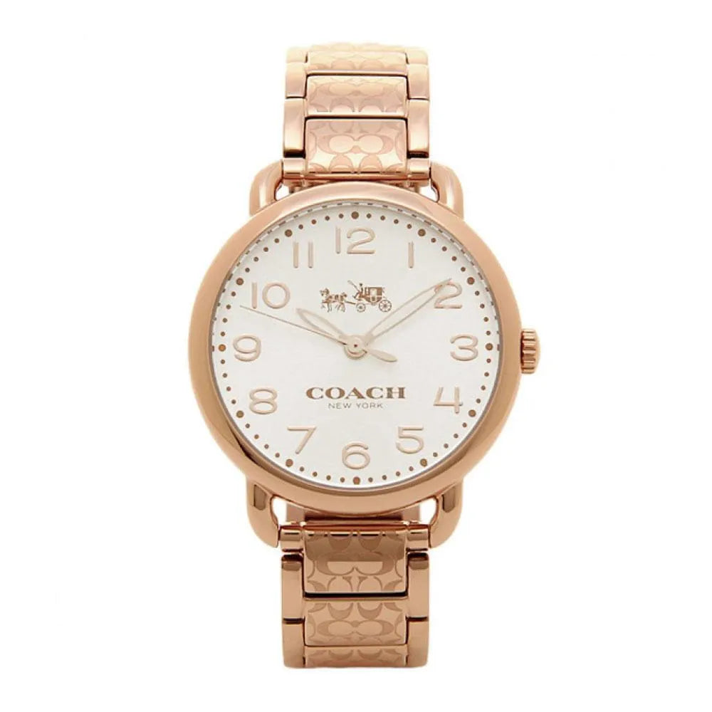 Coach Delancey White Dial Rose Gold Steel Strap Watch for Women - 14502497 Buy Now By Coach