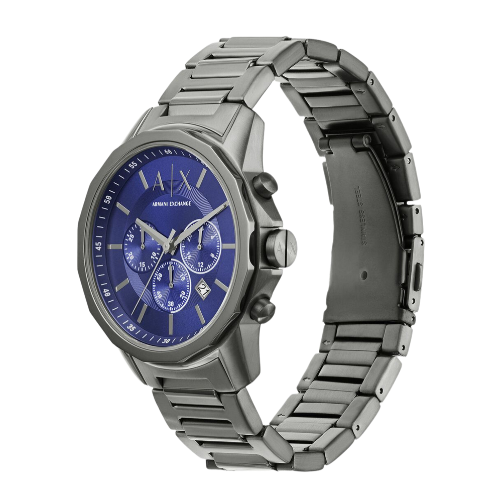 Armani Exchange Banks Chronograph Blue Dial Grey Steel Strap Watch For Men - AX1731 Buy Now By Armani Exchange