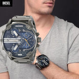 Diesel Big Daddy 2.0 Chronograph Blue Dial Grey Steel Strap Watch For Men - DZ7331 Buy Now By Diesel