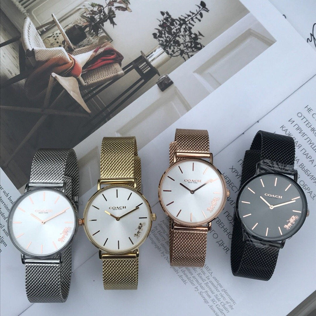 Coach Perry White Dial Gold Mesh Bracelet Watch for Women - 14503125 Buy Now By Coach