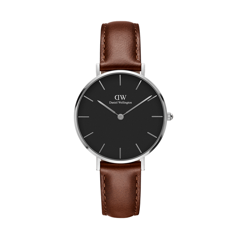 Daniel Wellington Classic Petite St Mawes Black Dial Brown Leather Strap Watch For Women - DW00100237 Buy Now By Daniel Wellington