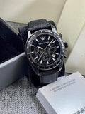 Emporio Armani Sigma Chronograph Black Dial Black Leather Strap Watch For Men - AR6131 Buy Now By Emporio Armani