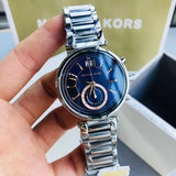 Michael Kors Sawyer Navy Blue Dial Silver Steel Strap Watch for Women - MK6224 Buy Now By Michael Kors