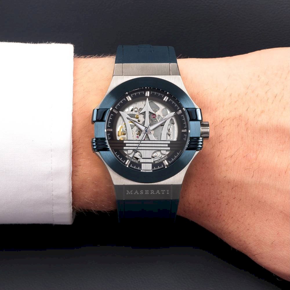 Maserati Potenza Skeleton Dial Quartz Blue Silicon Watch For Men - R8821108028 Buy Now By Maserati