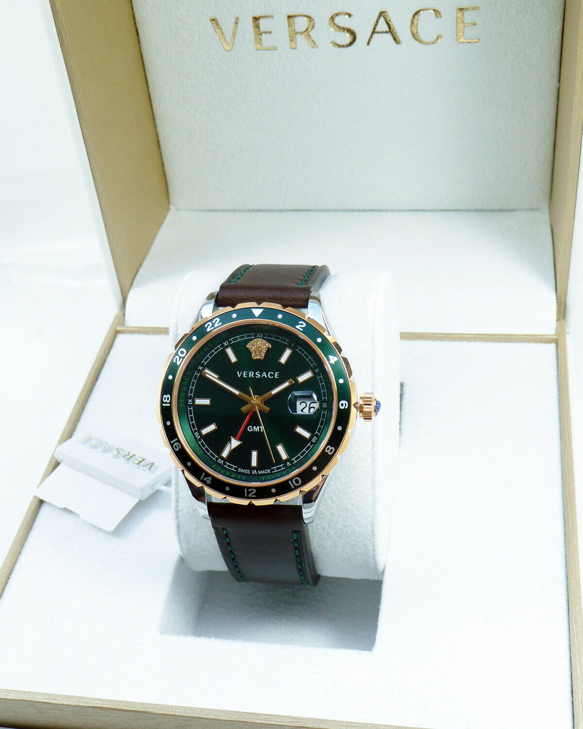 Versace Hellenyium Green Dial Brown Leather Strap Watch for Men - V11090017 Buy Now By Versace