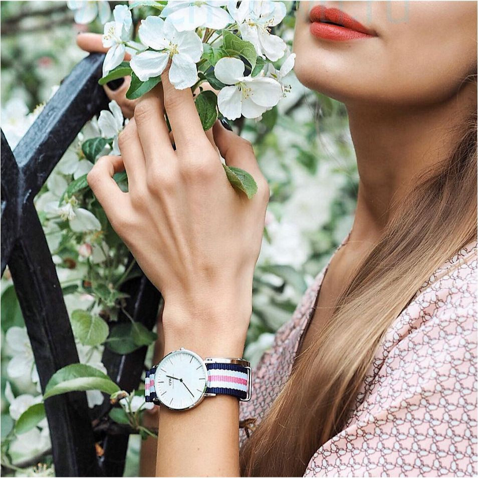 Daniel Wellington Classic Southampton White Dial Three Tone Nylon Strap Watch For Women - DW00100050 Buy Now By Daniel Wellington