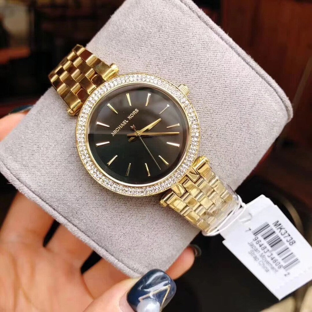 Michael Kors Mini Darci Quartz Black Dial Gold Steel Strap Watch For Women - MK3738 Buy Now By Michael Kors