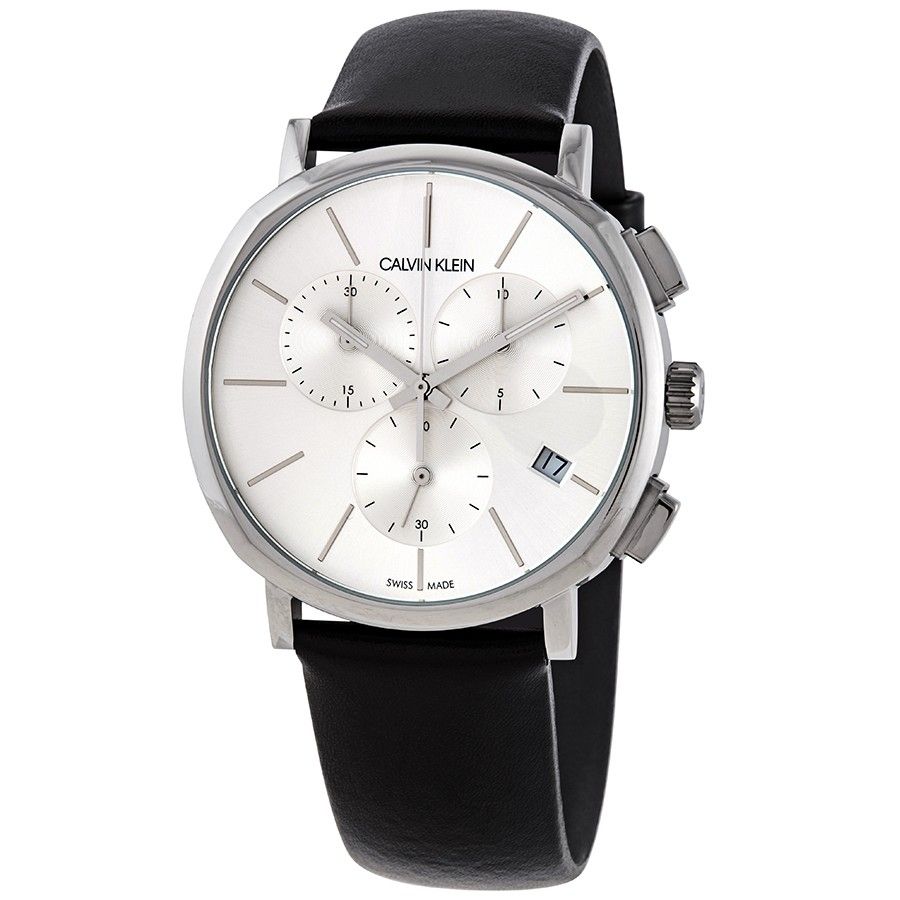 Calvin Klein Posh Silver Dial Black Leather Strap Watch for Men - K8Q371C6 Buy Now By Calvin Klein