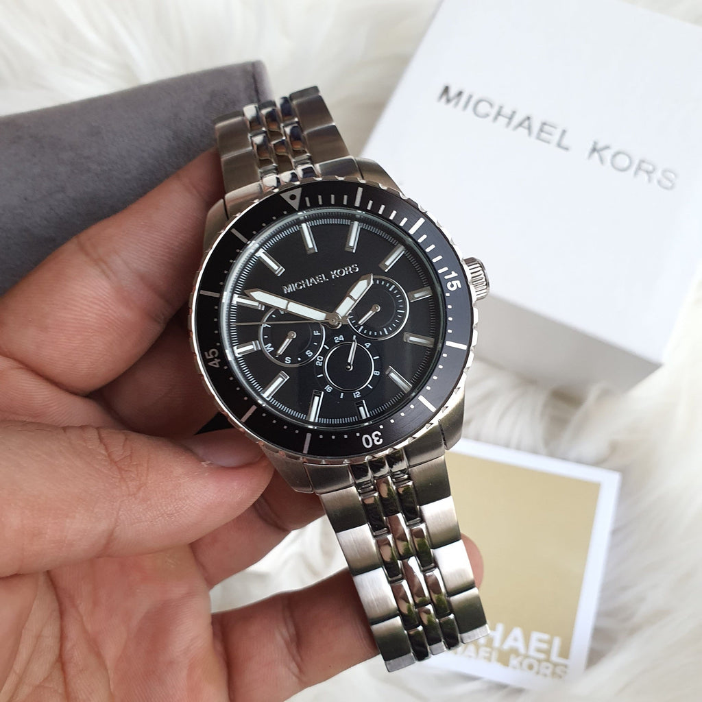 Michael Kors Cunningham Multifunction Black Dial Silver Steel Strap Watch For Men - MK7156 Buy Now By Michael Kors