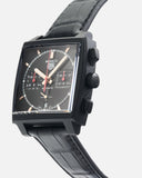 Tag Heuer Monaco Automatic Chronograph Black Dial Black Leather Strap Watch for Men - CBL2180.FC6497 Buy Now By Tag Heuer