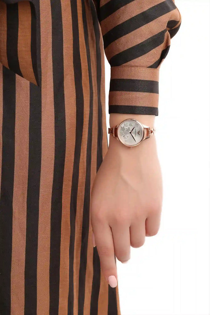 Emporio Armani Aurora Quartz Silver Dial Gold Steel Strap Watch For Women - AR11108 Buy Now By Emporio Armani