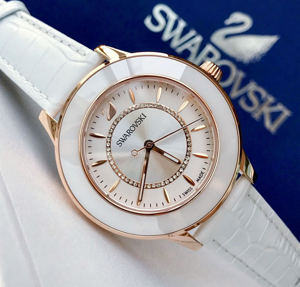 Swarovski Octea Lux White Dial White Leather Strap Watch for Women - 5414416 Buy Now By Swarovski