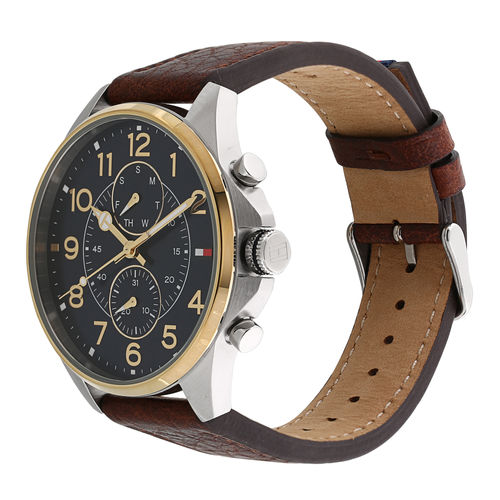 Tommy Hilfiger Dean Multifunctional Blue Dial Brown Leather Strap Watch for Men - 1791275 Buy Now By Tommy Hilfiger