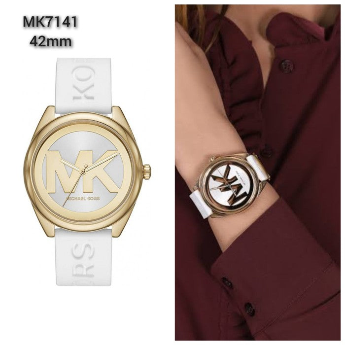 Michael Kors Janelle Three Hand Silver Dial White Rubber Strap Watch For Women - MK7141 Buy Now By Michael Kors