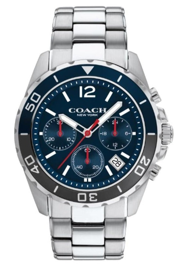 Coach Kent Chronograph Blue Dial Silver Steel Strap Watch for Men - 14602555 Buy Now By Coach