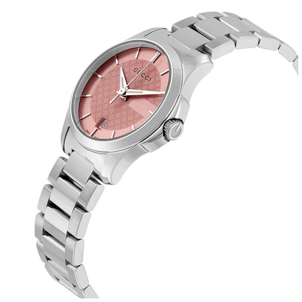 Gucci G Timeless Pink Dial Silver Steel Strap Watch For Women - YA126524 Buy Now By Gucci
