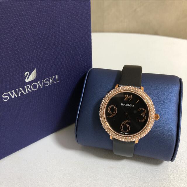 Swarovski Crystal Frost Black Dial Black Leather Strap Watch for Women - 5484058 Buy Now By Swarovski